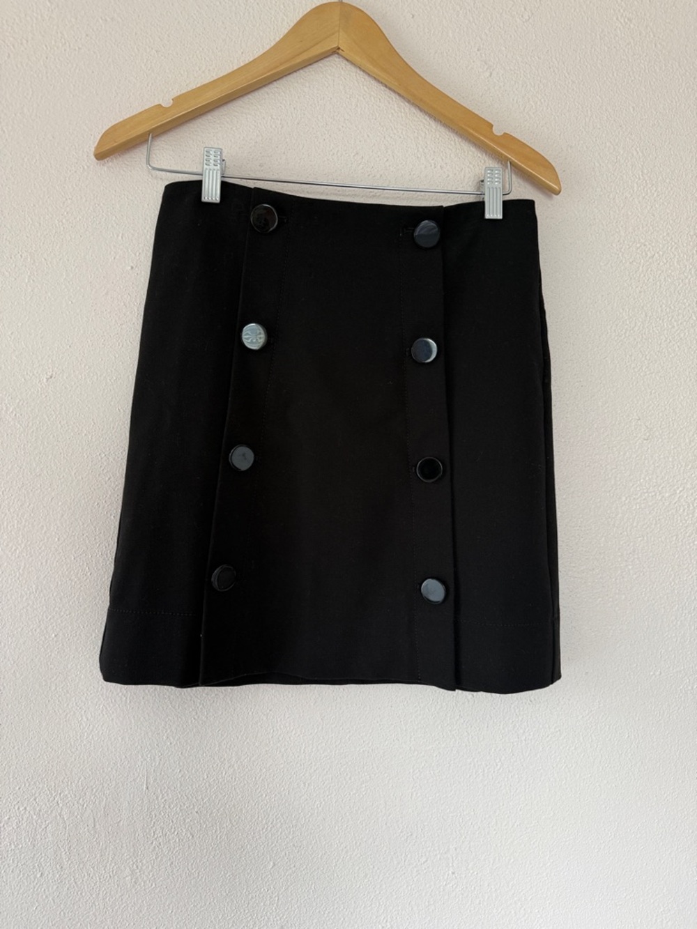 LOFT Black Double-Button Mini Skirt, size 2